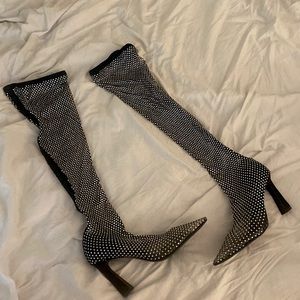 Steve Madden Rhinestone stretch boots NWT